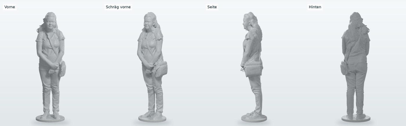 3D-Figur nach Foto in vier Ansichten mit rundem Sockel
